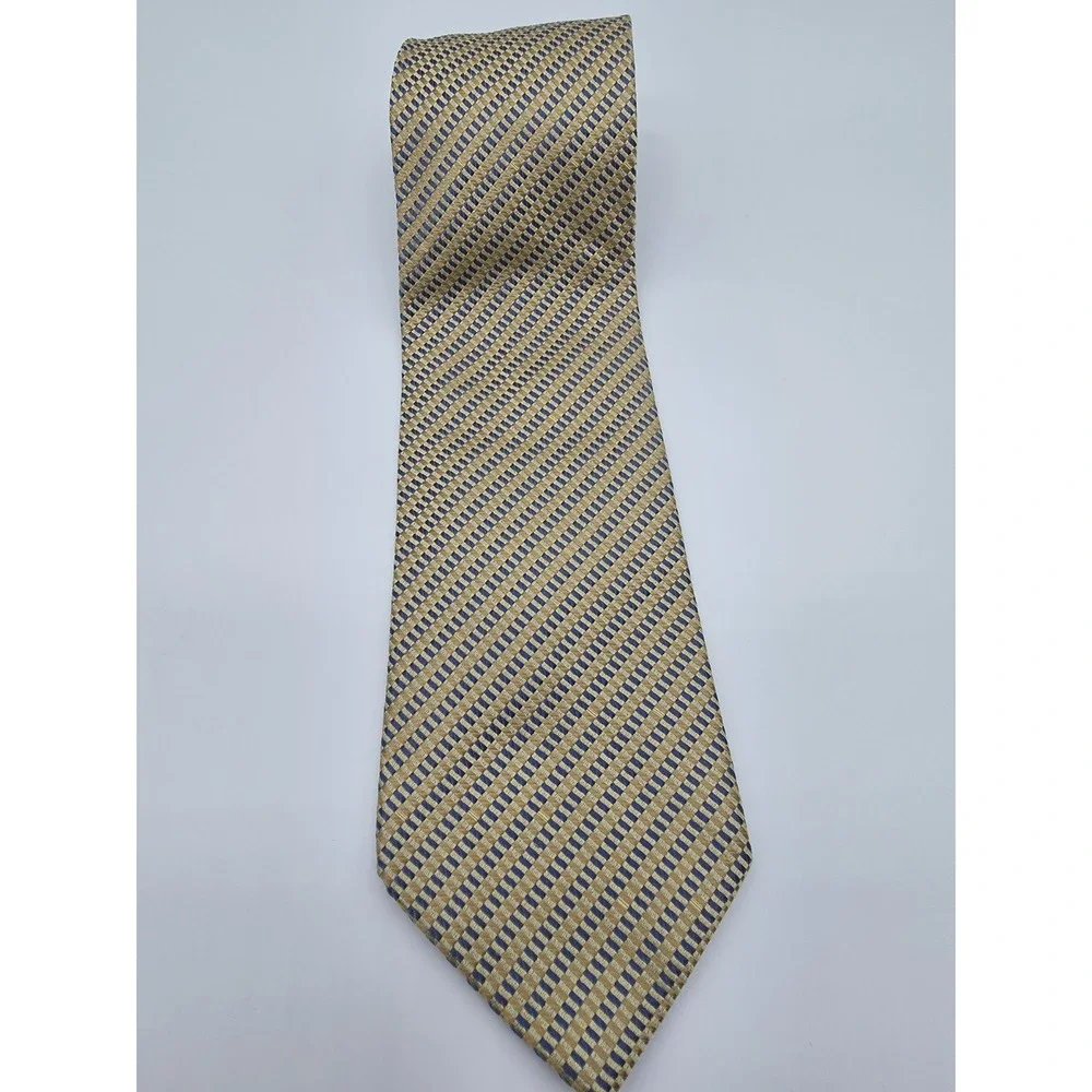 Vintage Tommy Hilfiger 100% Silk Geometric Yellow Blue Tie 58